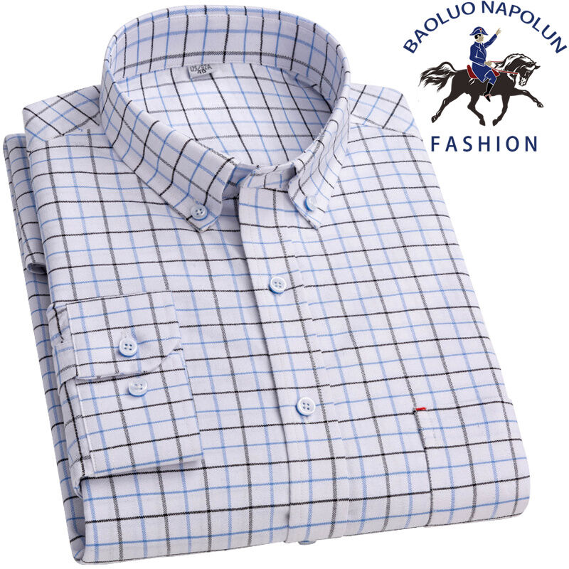 Áo Sơ Mi Polo Cotton Chất Liệu Oxford Áo Sơ Mi Cotton Cho Nam Thanh Niên Trung Niên Tay Dài Trang Phục Nam Kẻ Ca Rô Thường Ngày Trung Niên Sành Điệu Cỡ Lớn