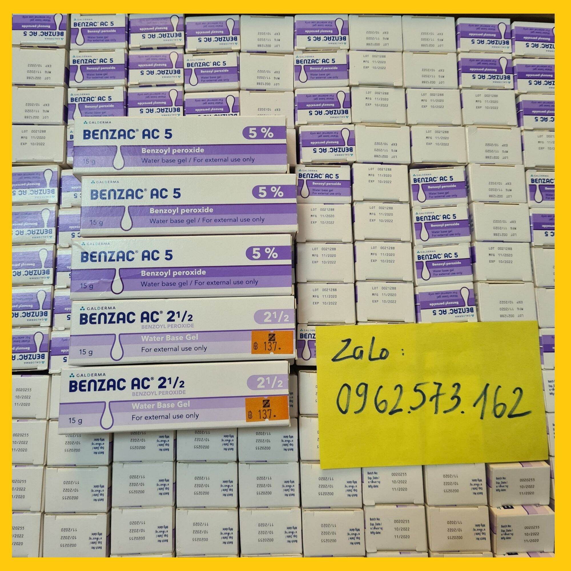 [CHÍNH HÃNG 100%] Kem chấm mụn Benzac AC chứa Benzoyl peroxide (2,5% và 5%) - 15g