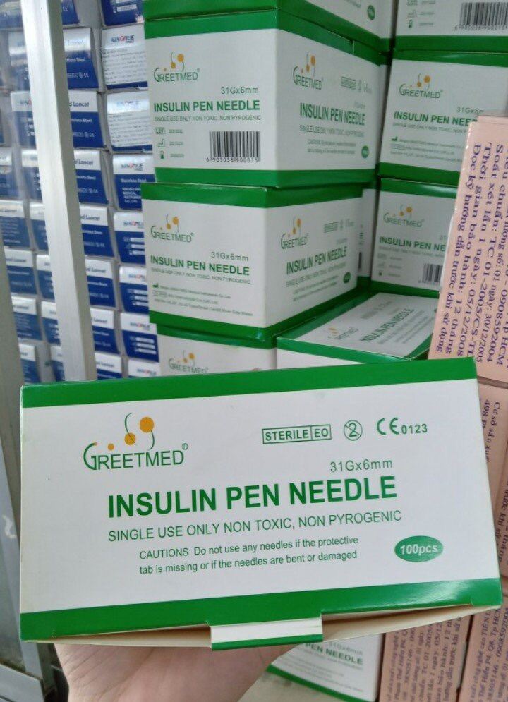 Đầu kim chích tiểu đường insulin Kim bánh ú Greetmed 31G x 6mm