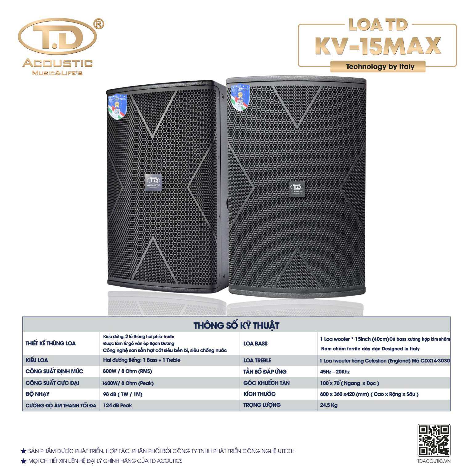 LOA CHUYÊN NGHIỆP KV-15MAX Sản phẩm chính hãng 100% TD Acoustic