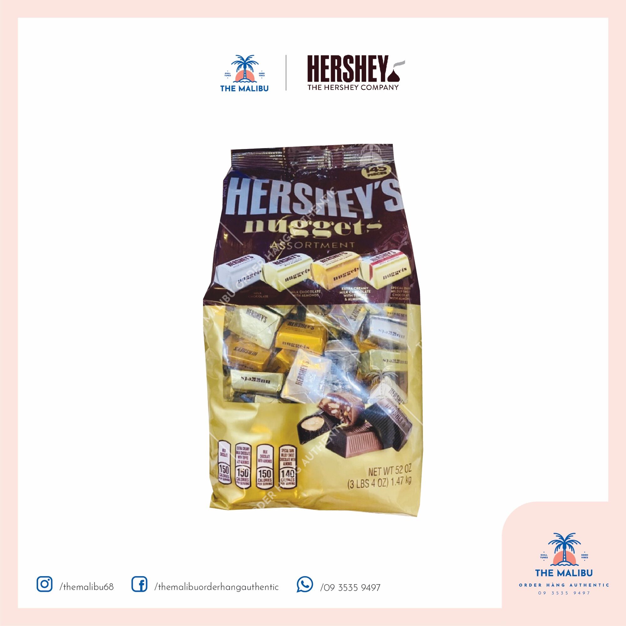 Chocolate Hershey's Nuggets Mix 4 vị 1,47 kg Mẫu mới