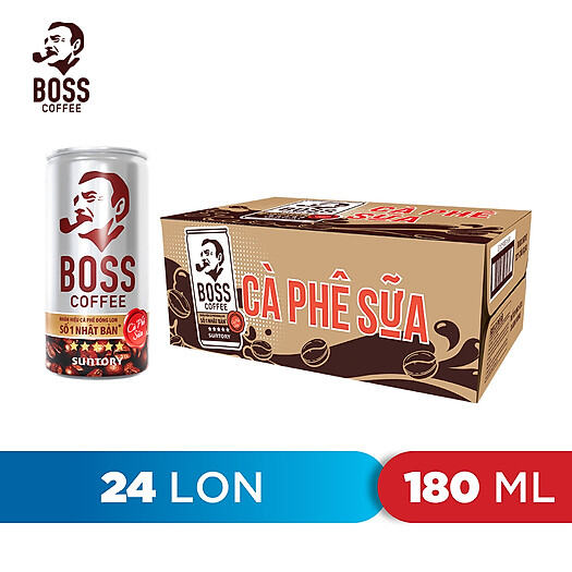 Thùng 24 lon cà phê sữa Boss Coffee Suntory 180ml