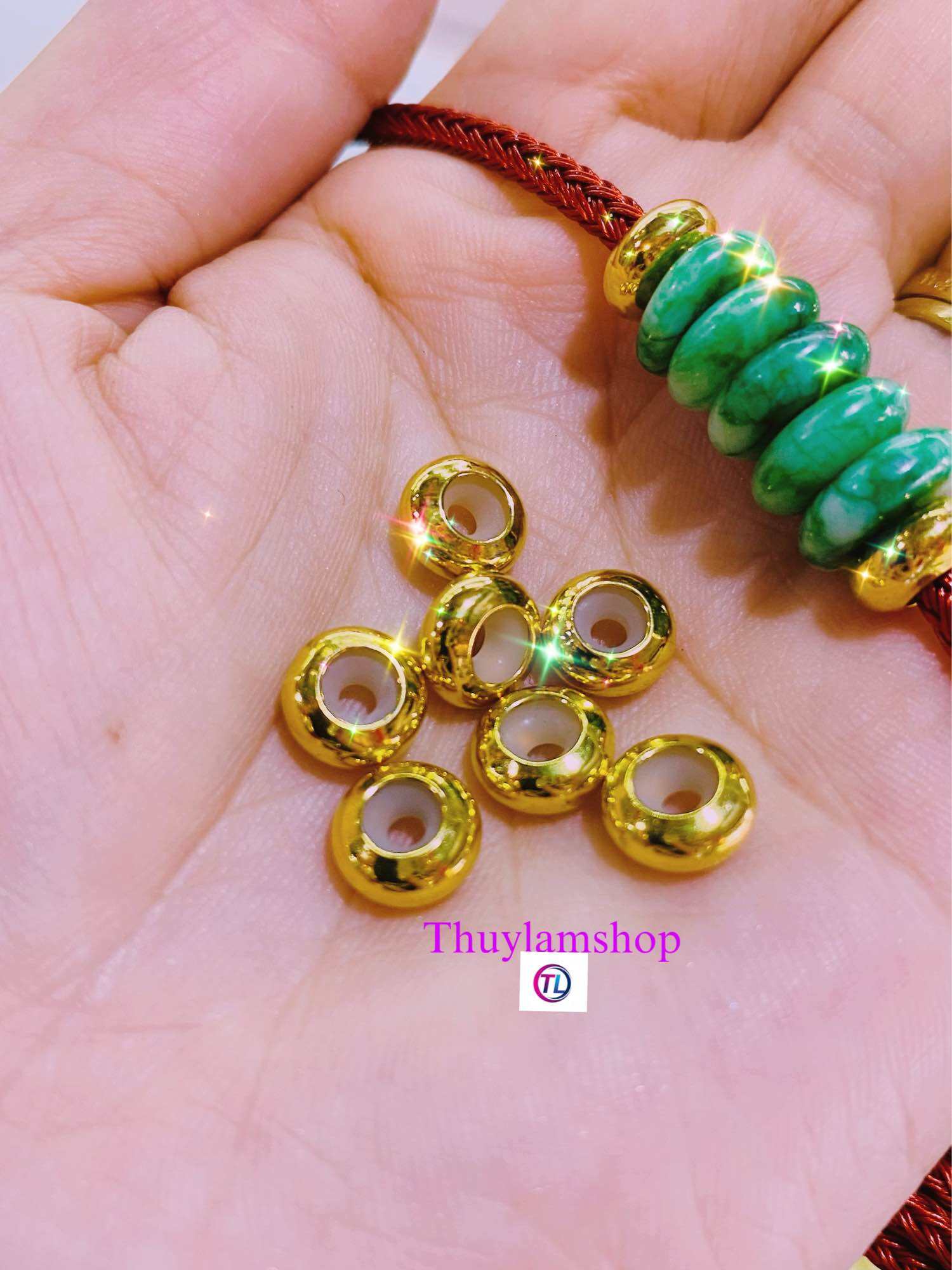 Charm bi titan vàng bọc silicon chặn hạt đá chặn charm làm vòng tay