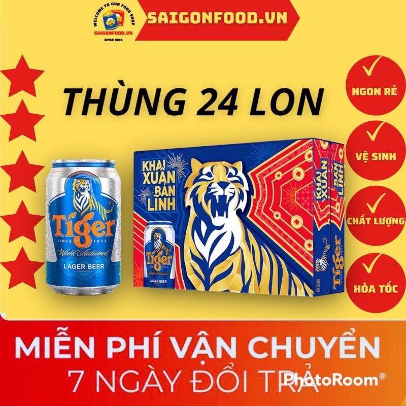 Thùng 24 Lon Bia Tiger Nâu 330ml/lon Mẫu Xuân 2023 - Thùng Tết Date Mới Sang Sịn