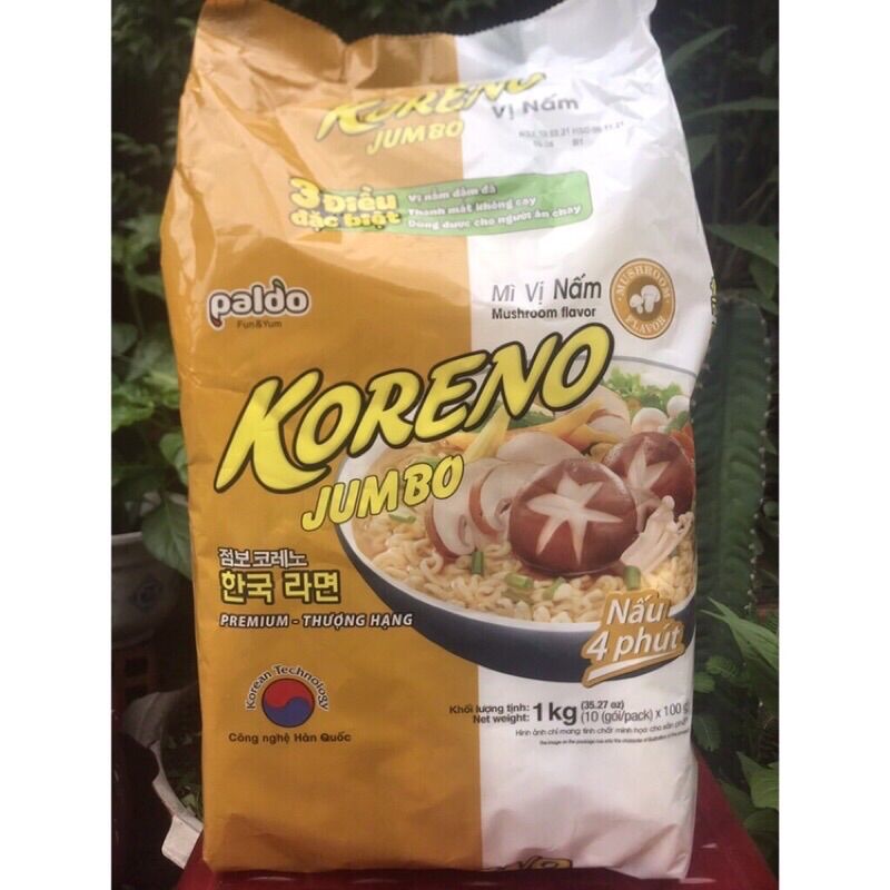 Mì Koreno Jumbo 1KG (10 Gói x 100G) - Đủ Vị