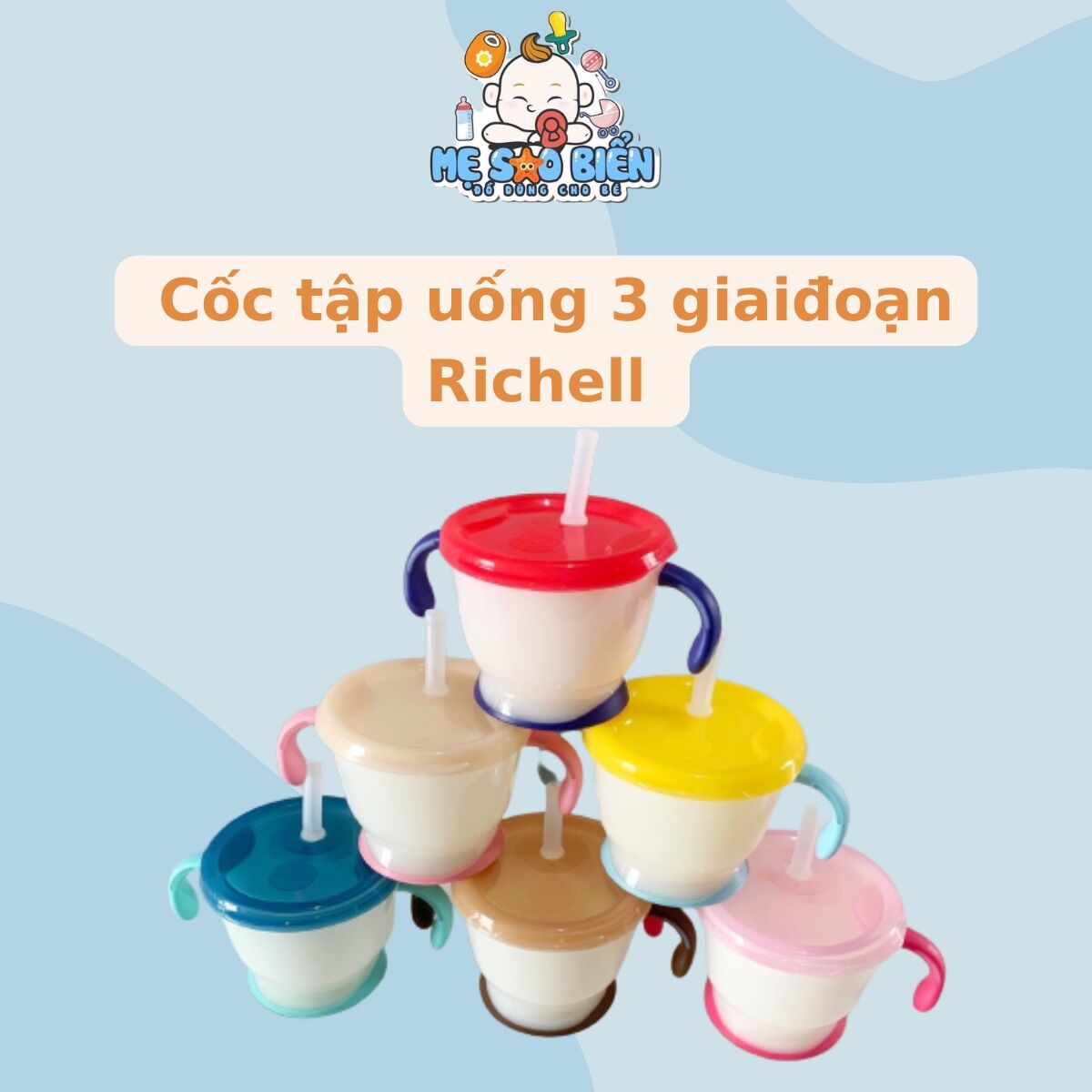 Cốc tập uống 3 giai đoạn cho bé Richell
