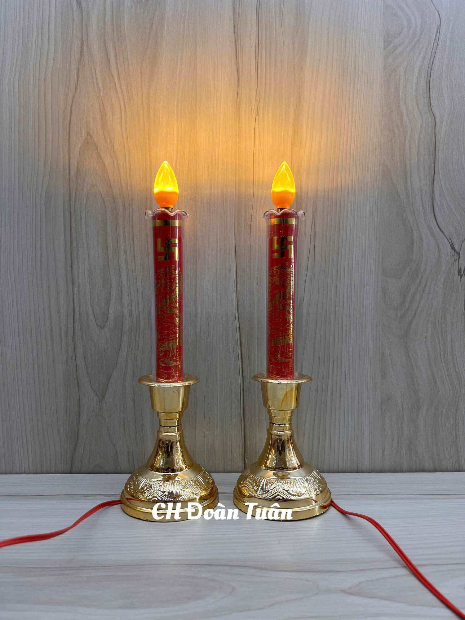 ĐÈN THỜ CÂY NẾN, ĐÈN CẦY KIẾNG (MỘT CẶP)