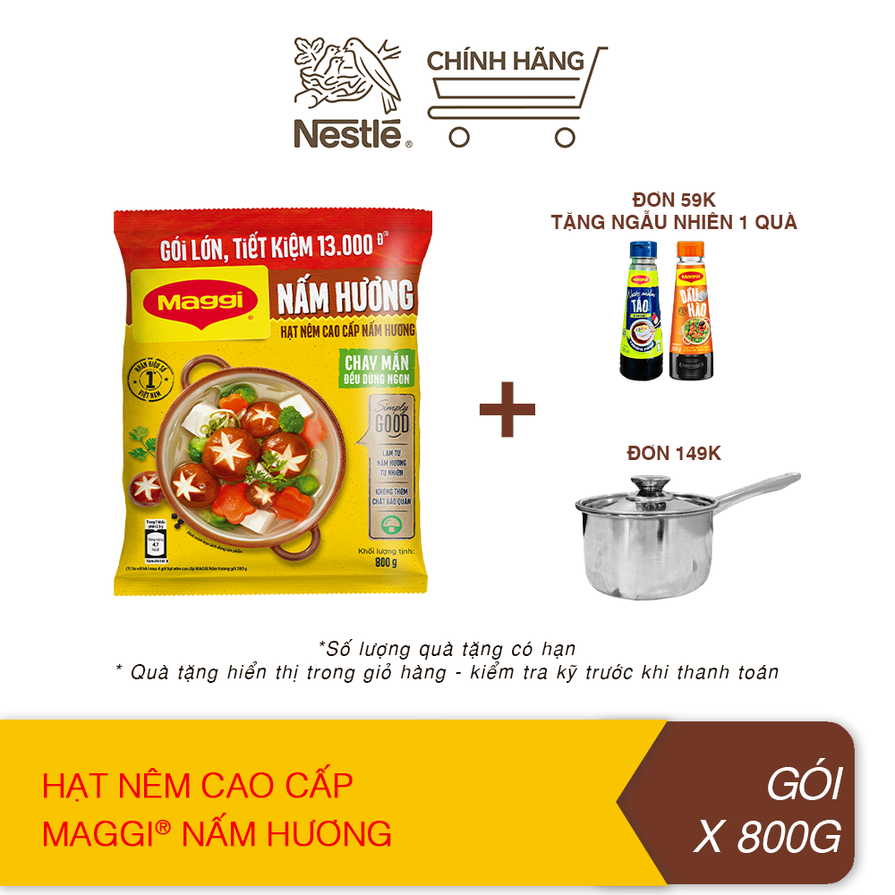 [QUÀ TẶNG THÁNG 10 - ĐƠN 59K & 149k] Hạt nêm cao cấp MAGGI® Nấm Hương gói 800g