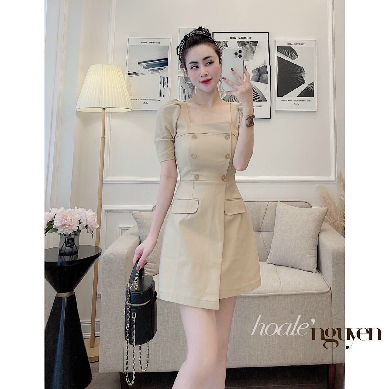 [HCM]Đầm vạt xéo kết nút