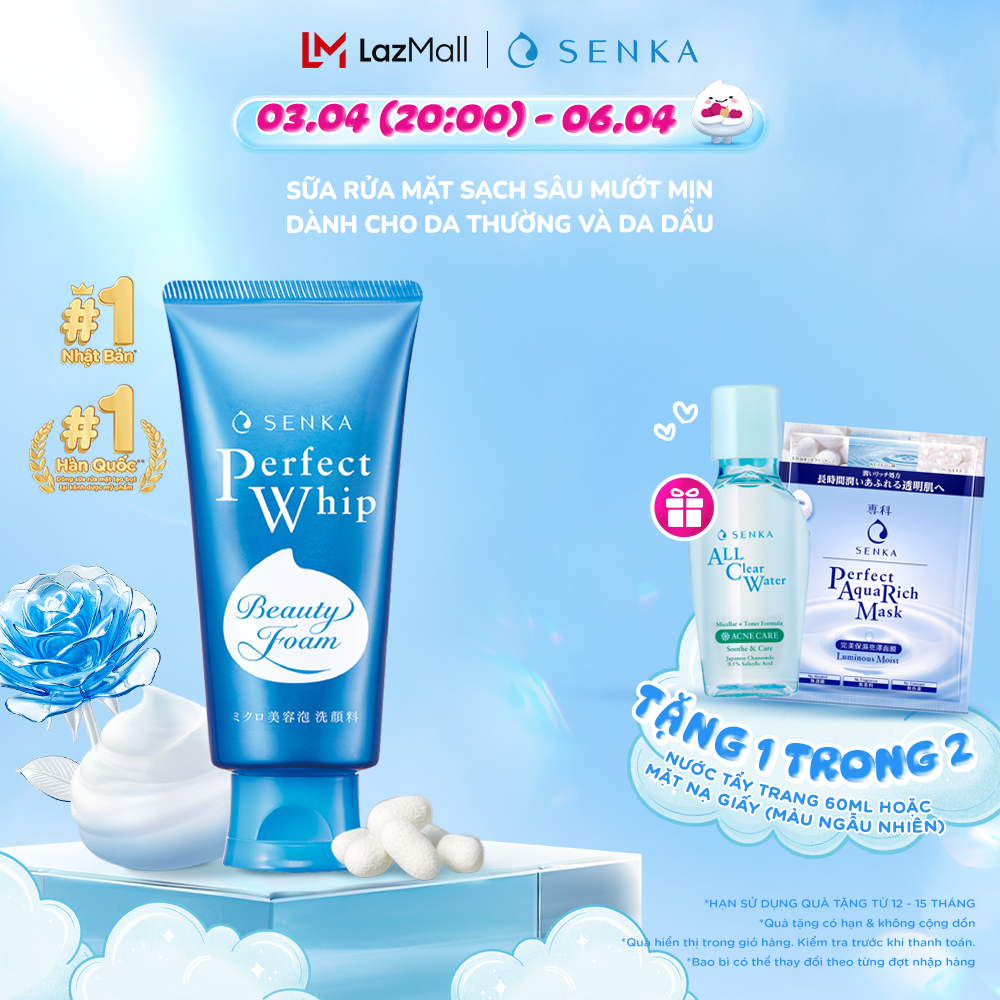 Sữa rửa mặt tạo bọt từ tơ tằm trắng sạch sâu cho da dầu SENKA PERFECT WHIP 120G