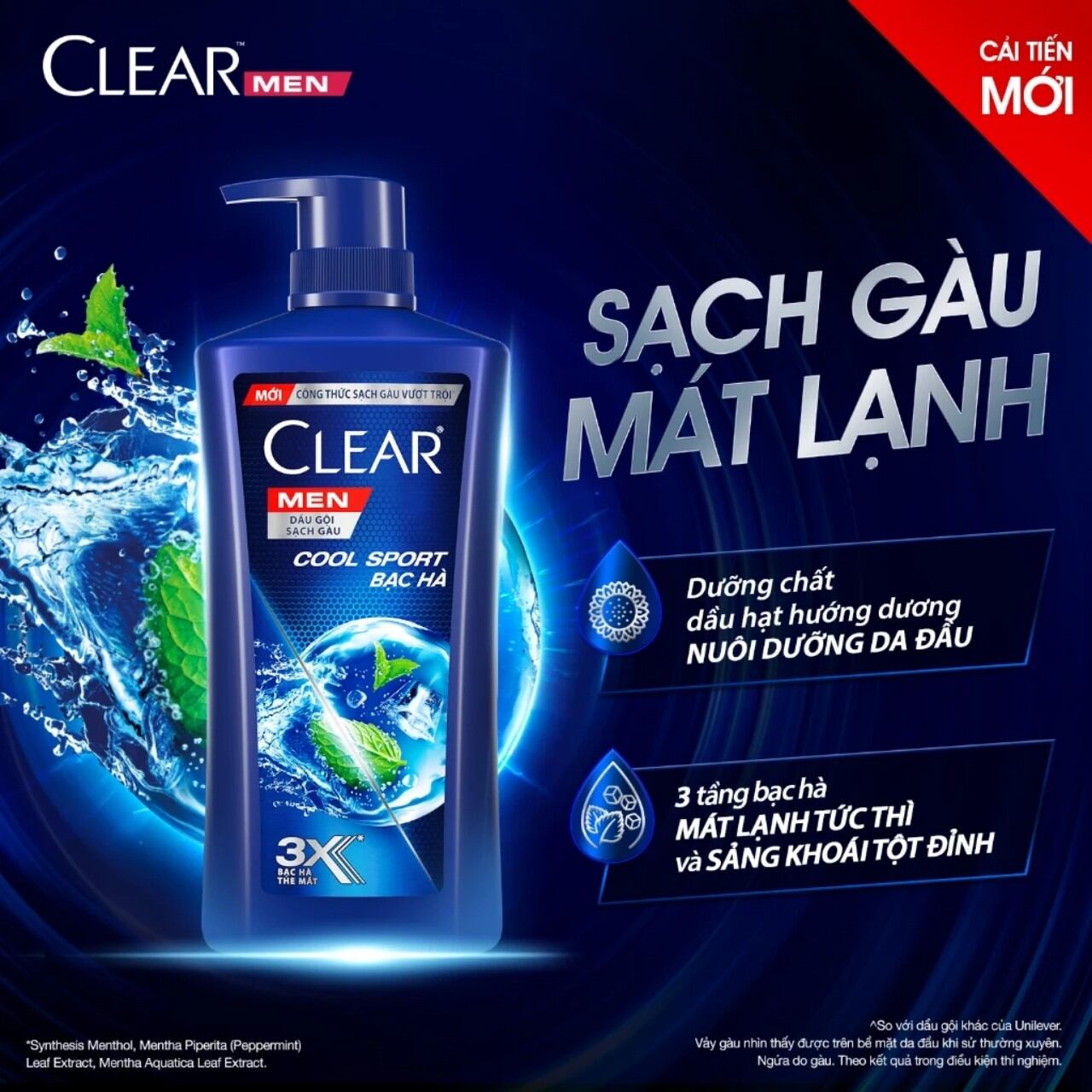 Dầu gội đầu clear men cool Bạc hà 900g