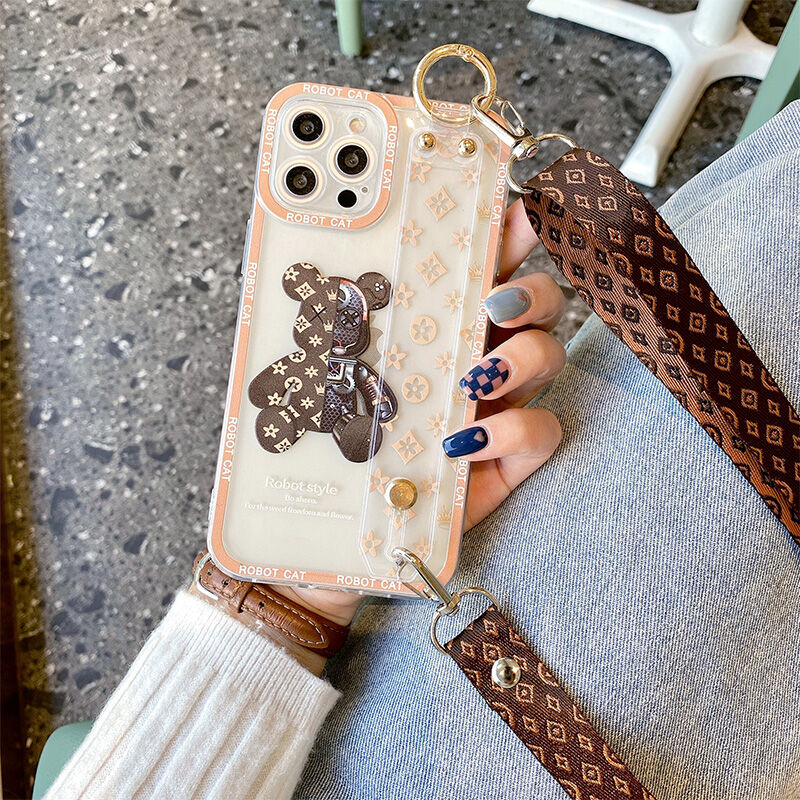 Ốp Lưng Silicon Mềm Trong Suốt Thời Trang Cho Apple 13 pro Max Có Dây Đeo Cổ Tay Bảo Vệ Toàn Diện Chống Rơi Cho Nữ