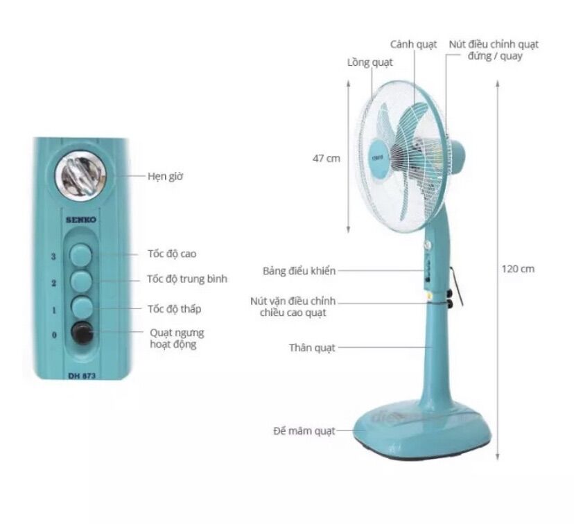 Quạt đứng Senko DH1600( Có hẹn giờ)