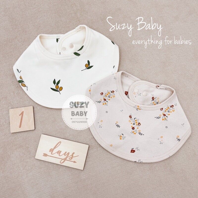 Yếm cotton hayebeva sơ sinh hoạ tiết
