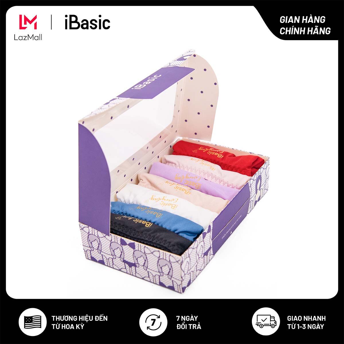 Hộp 7 quần lót nữ thun lạnh trơn co giãn tốt iBasic V110