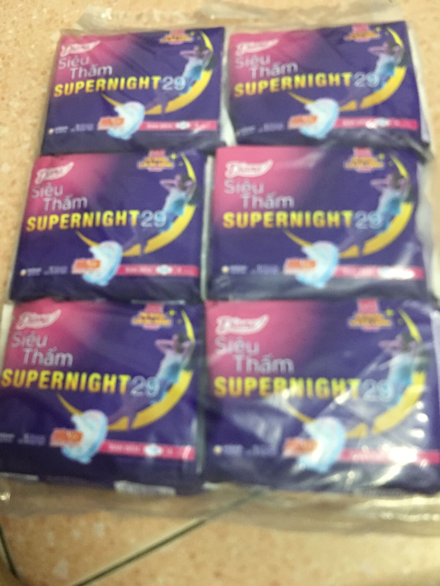 Combo 6 gói bvs diana siêu thấm superninght 29 cm gói 4 miếng .