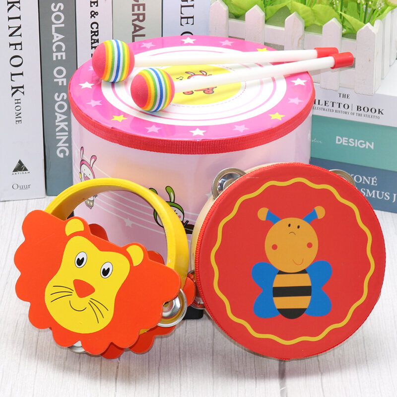 Trống Nhạc Cụ Trẻ Em Trống Nhỏ Bé Trai Bé Gái Trống Đồ Chơi Trống Gõ Nhạc Cụ Trẻ Sơ Sinh Trống Sàn Hoạt Hình 1-3 Tuổi 4
