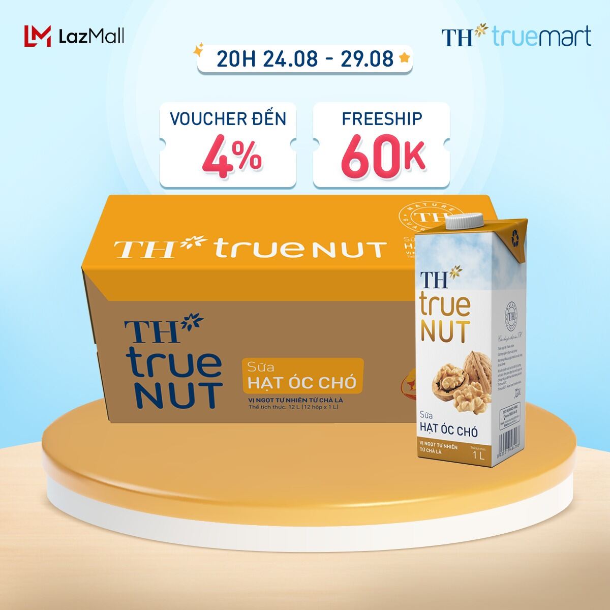 Thùng 12 hộp sữa hạt óc chó th true nut 1 l