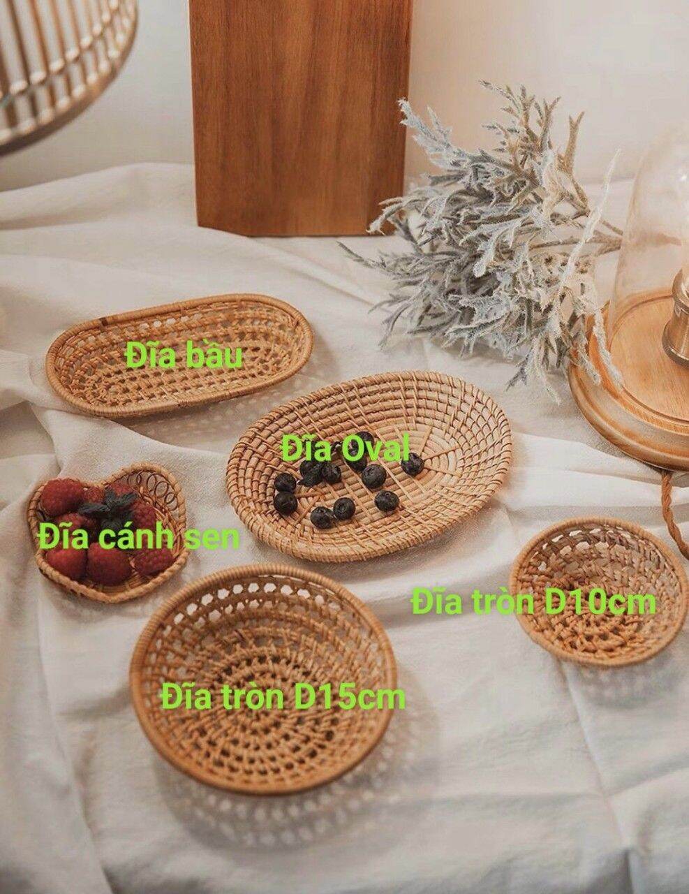 Đĩa mây tre đan, lót ly mây tre đan