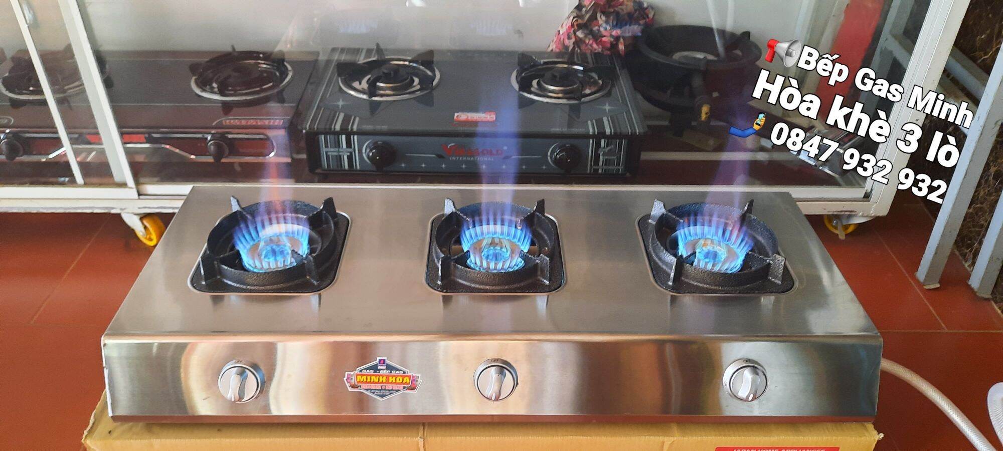 Bếp gas khè 3 lò cao cấp , sài van dây khè