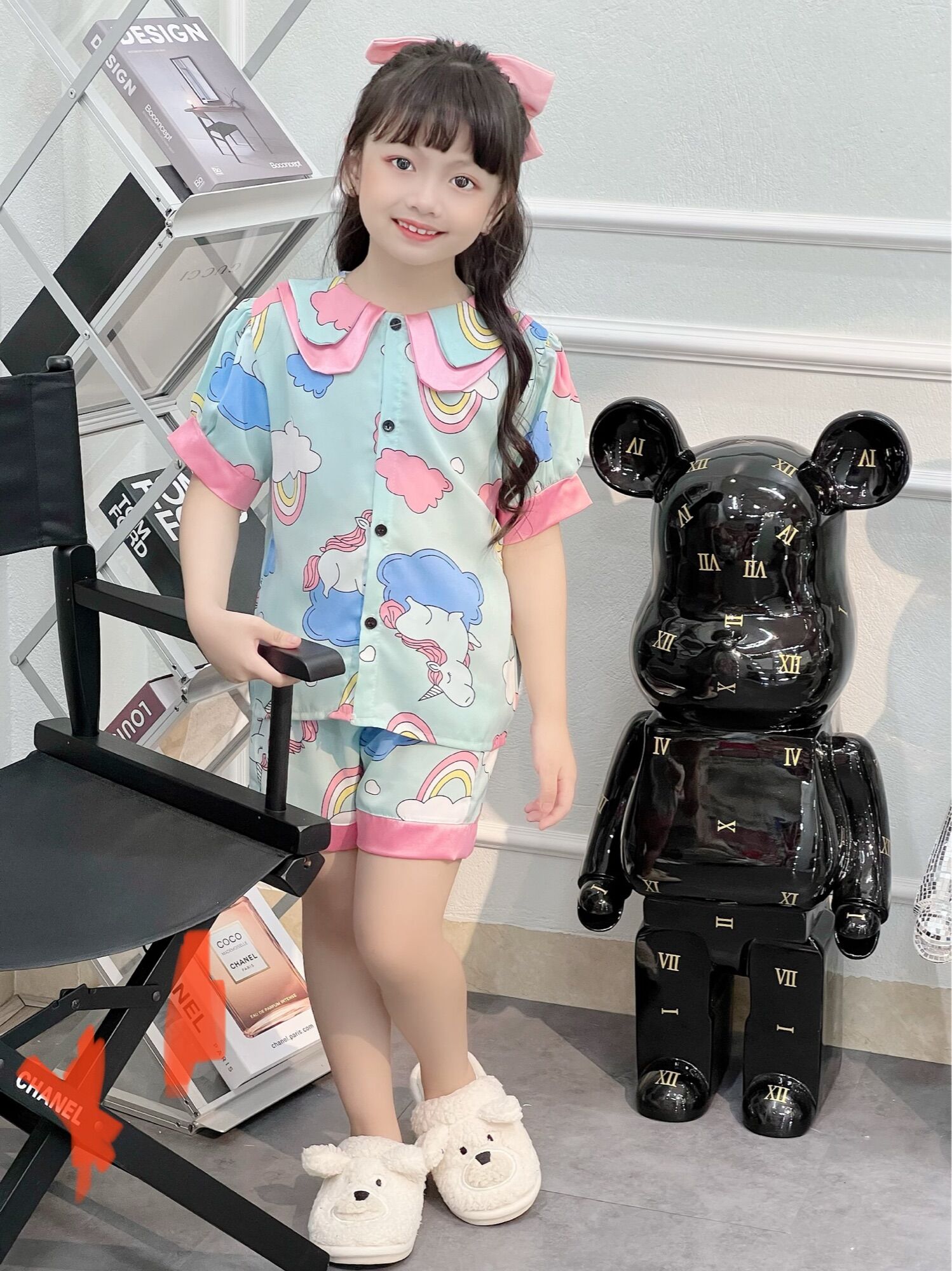 Bộ ngủ pijama cho bé chất lụa mango Size từ 15-36kg