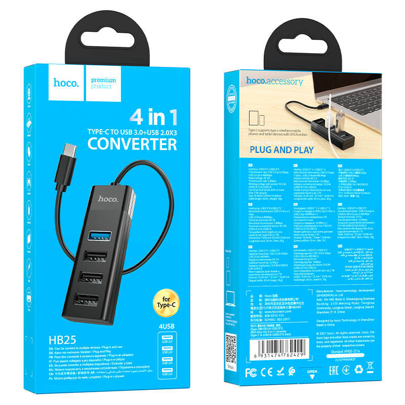 Bộ chuyển Type C sang usb 3.0 hoco HB25 OTG Type C