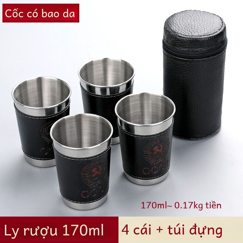 Paipin Rồng Mini Inox Rượu Bộ Cốc Di Động Du Lịch Ngoài Trời Ly Retro Phong Cách Châu Âu Rượu Vang T