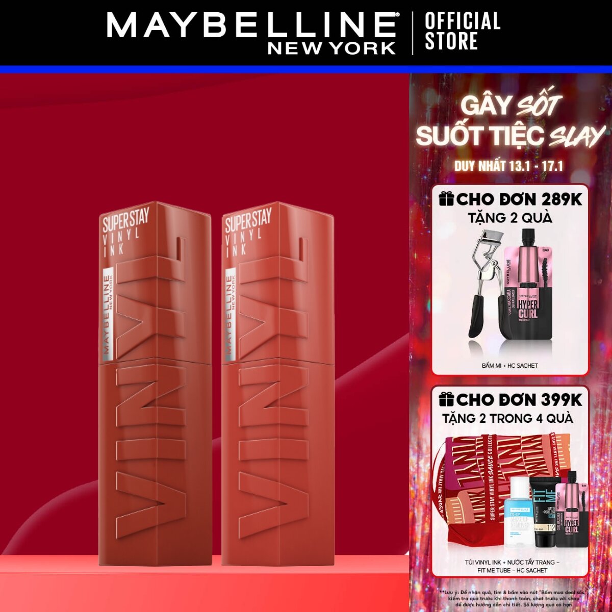 Bộ Đôi Son Bóng Bền Màu Nhẹ Môi Superstay Vinyl Ink Maybelline 4.2ml