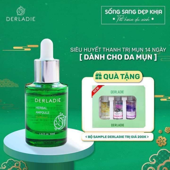 Tinh Chất Tràm Trà Derladie Herbal Ampoule For Blemish (Tặng 1 Set Toner)