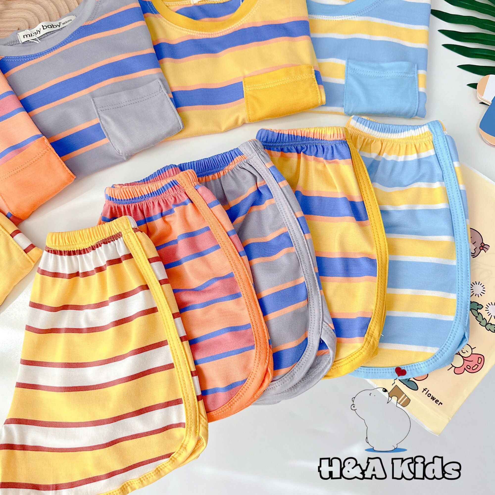 Bộ cộc tay sọc cho bé trai và gái