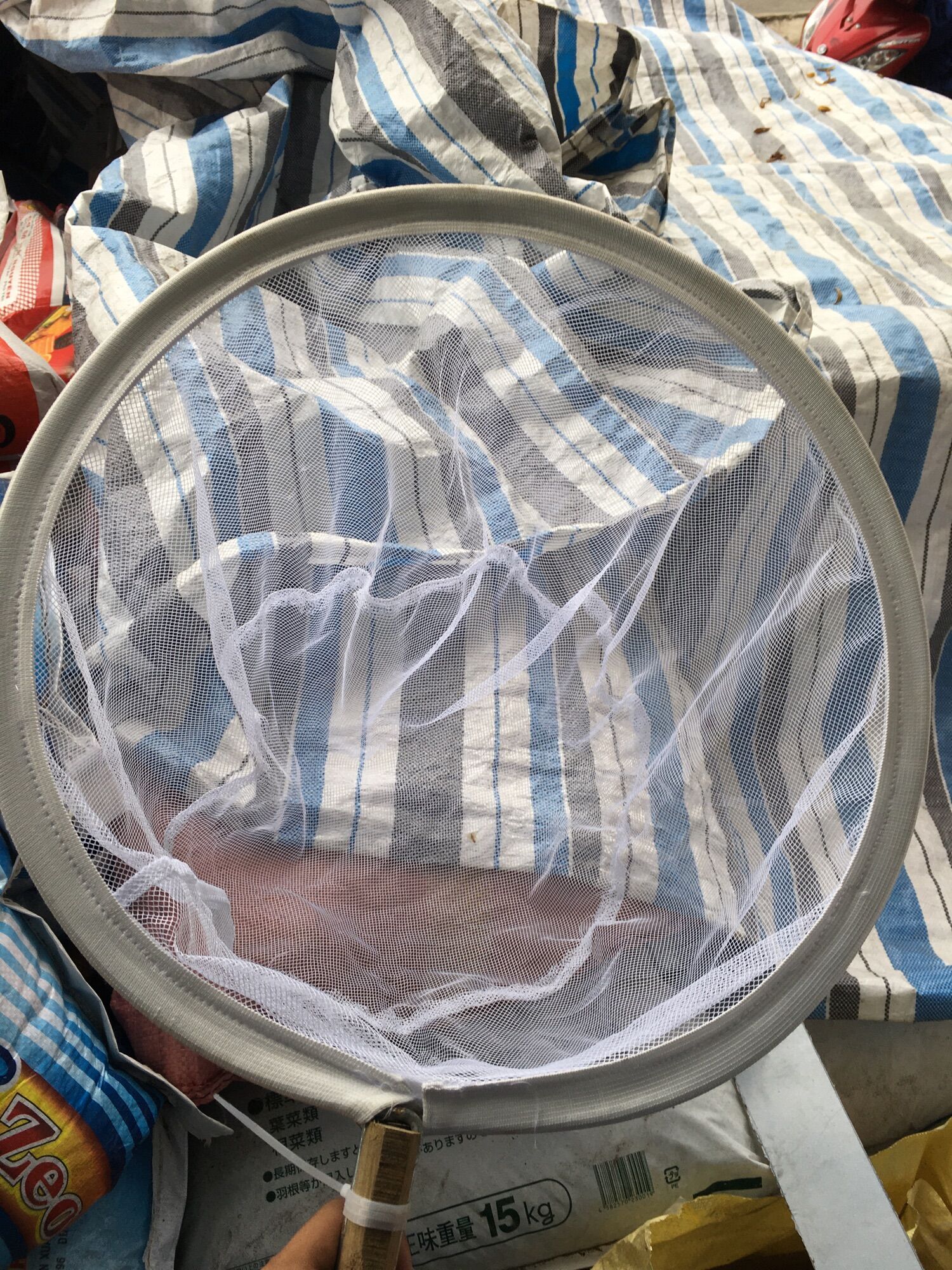 Vợt xúc cá tôm loại tròn cán gỗ
