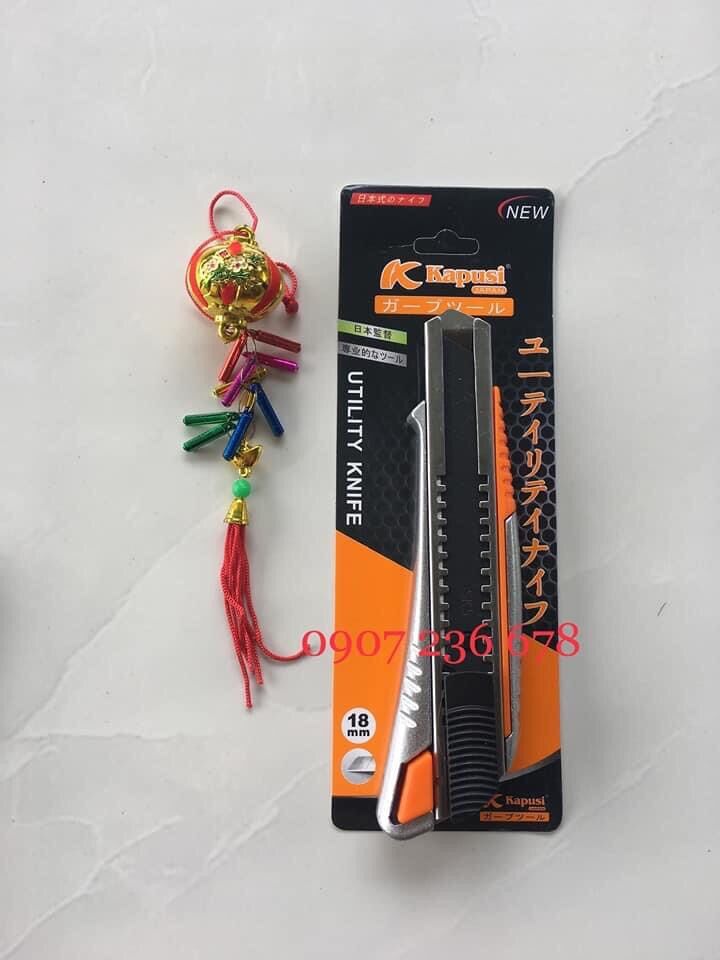 Dao rọc giấy vỏ nhôm kapusi japan, dao trổ lớn 18mm lưỡi thép sk5 đen siêu bền