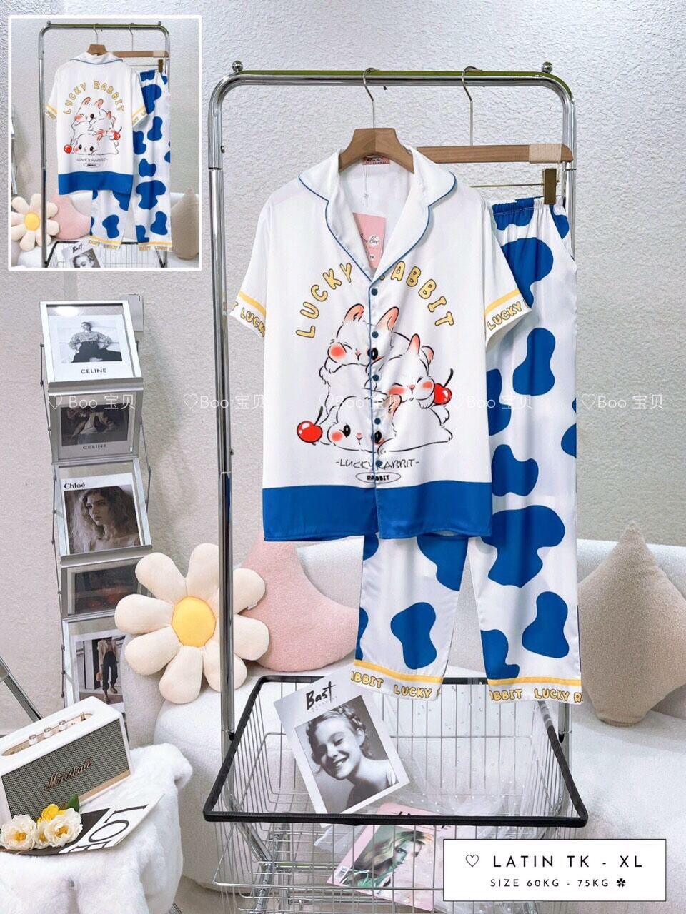 (Bigsize - Tay Ngắn Quần Dài) - Pijama BooBoo Lụa Latin Thiết kế Cao Cấp 60-75kg