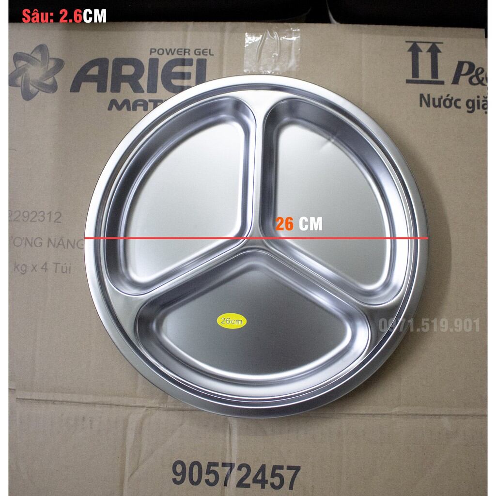 Khay cơm 3 ngăn tròn 24cm 26cm