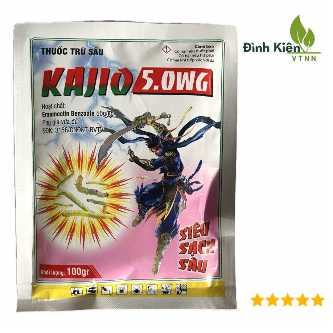 Thuốc trừ sâu KAJIO 5WG (100g) - Emamectin benzoate 50g/kg. Siêu sạch sâu, sâu tơ, sâu xanh, bọ trĩ, nhện đỏ
