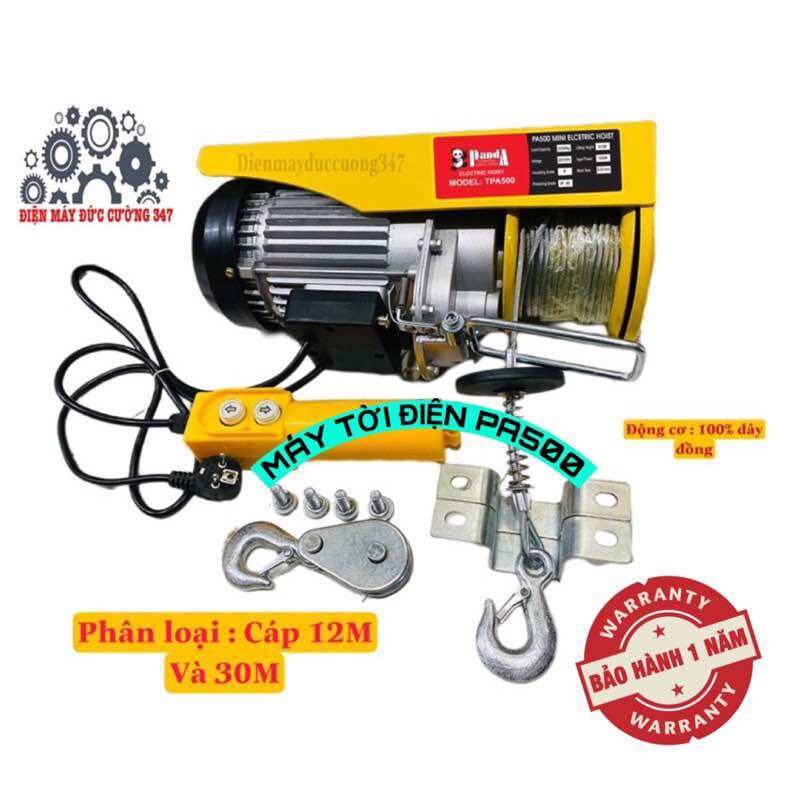 Máy tời điện 300/500/800/900/1200/1500 - MÁY TỜI TREO - cáp 12M /30m