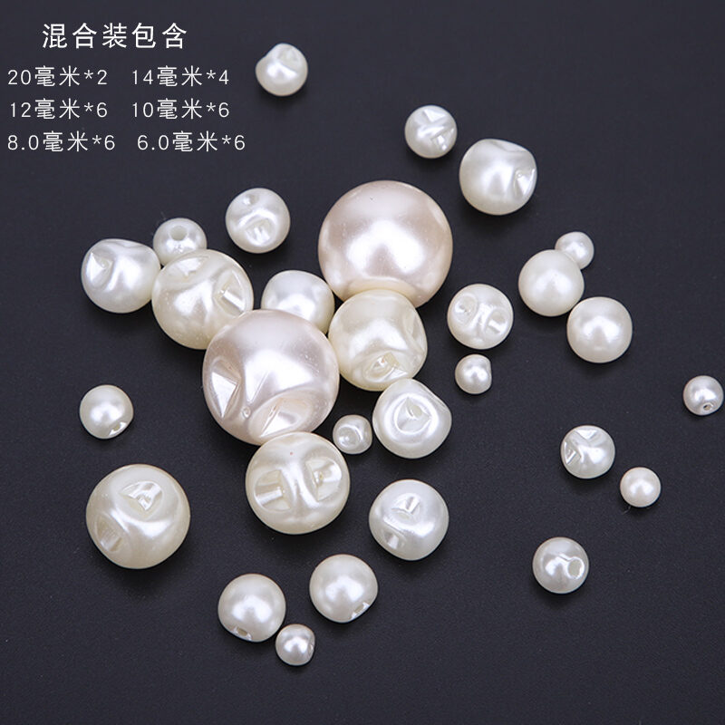 Nút Ngọc Trai Giả Hình Tròn DIY Áo Len Cardigan Áo Sơ Mi Áo Choàng Trang Phục Qipao Nút Hạt Ngọc Tra