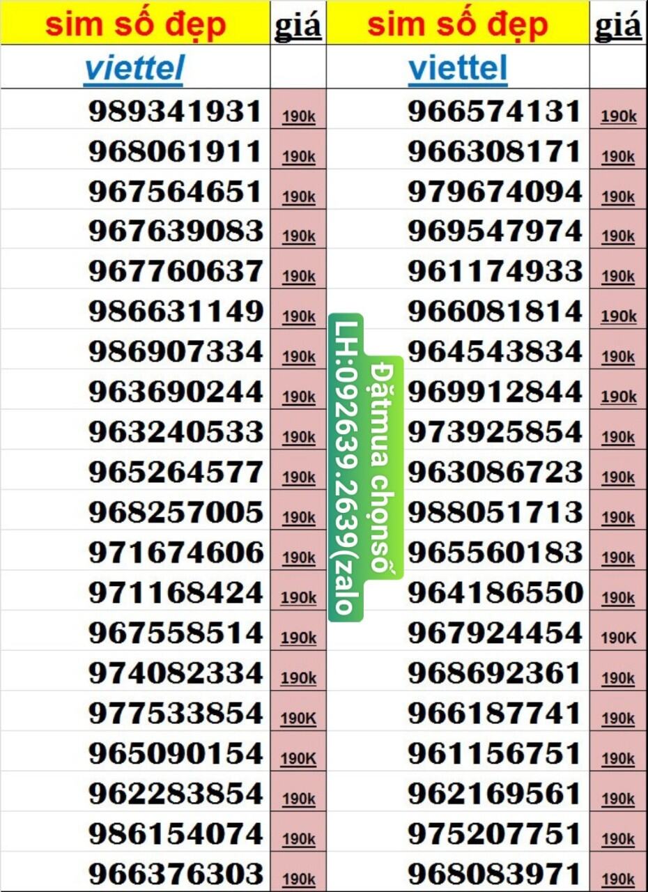 Sim Viettel Trả Trước Đầu 09 Số Đẹp Giá Rẻ 190K | Lazada.Vn