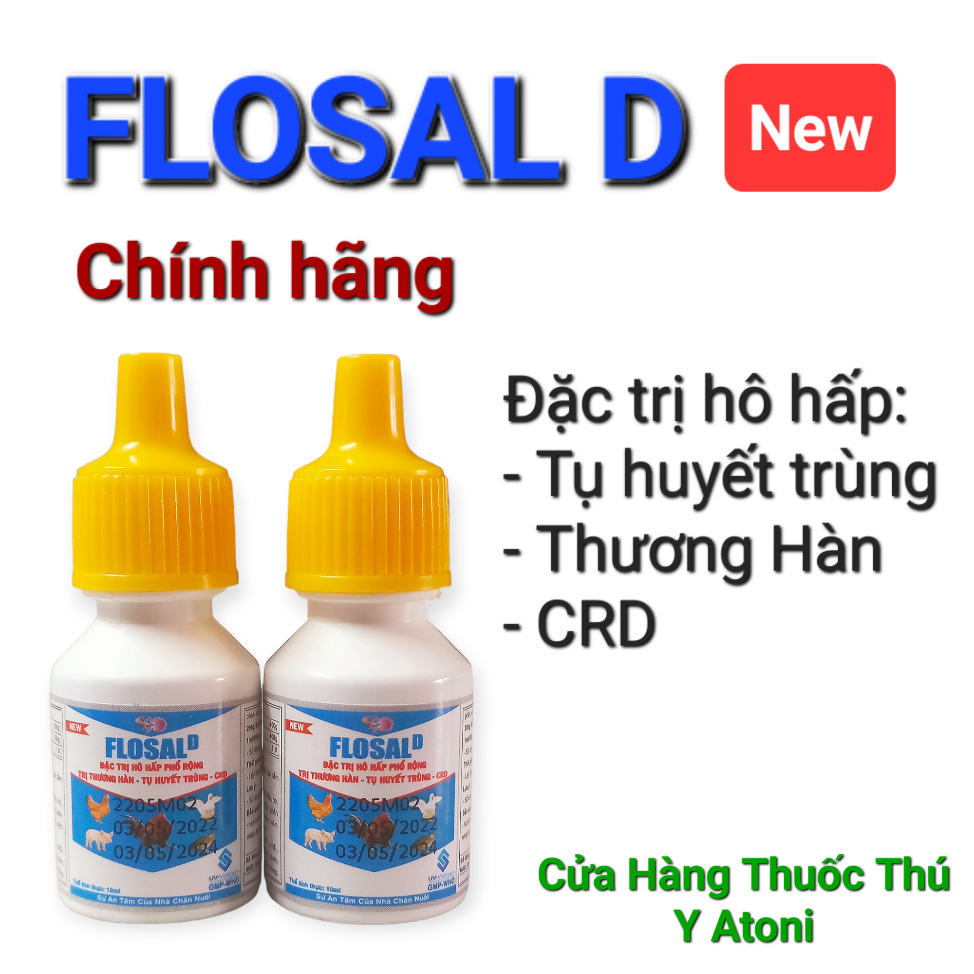 Date mới 2026 Lọ 10ml FLOSAL-D Hô Hấp Phổ Rộng Hiệu Quả Cho Gà Chọi, Chim Cảnh
