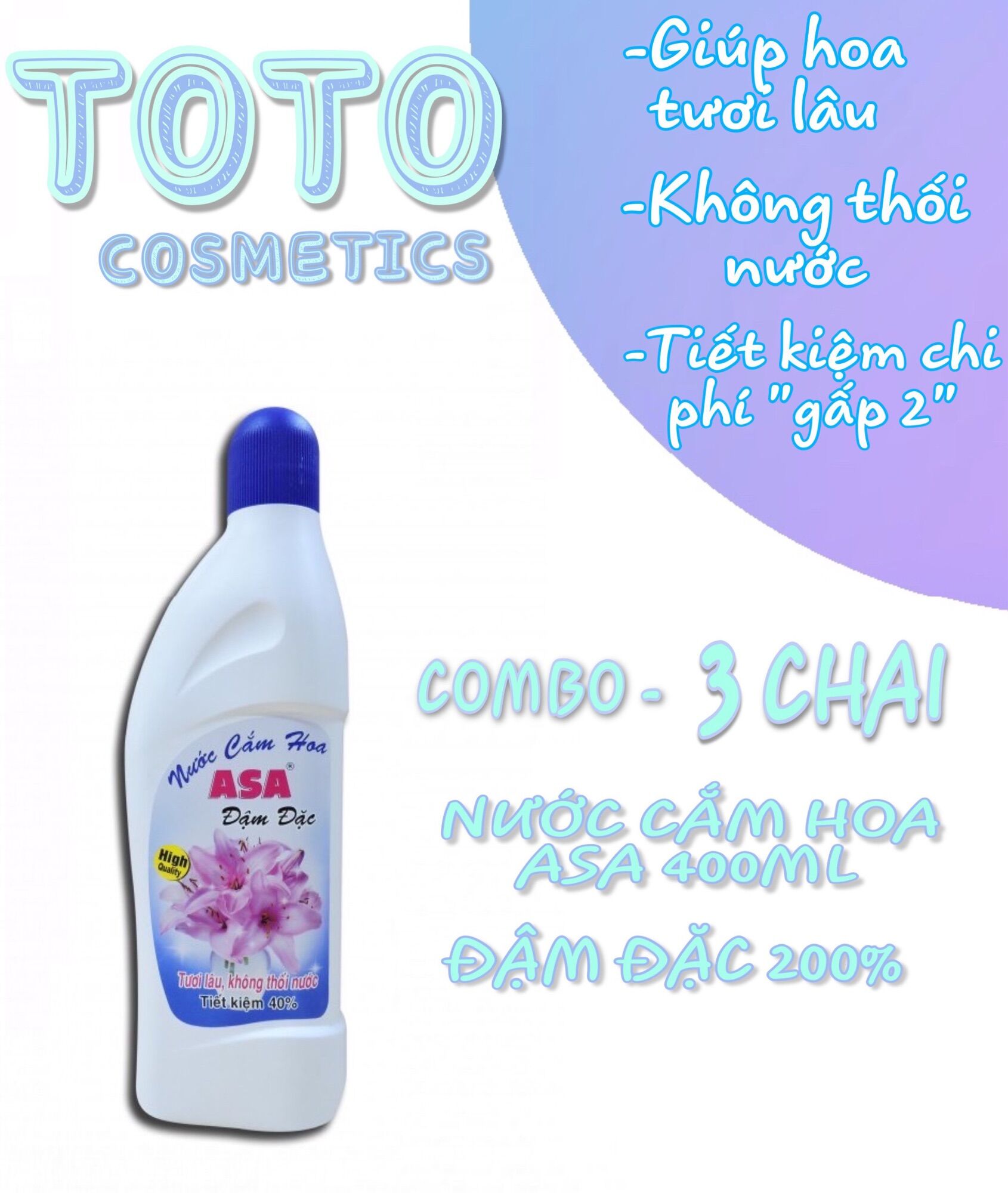 [HCM]COMBO 3 CHAI NƯỚC CẮM HOA ASA 400ML ĐẬM ĐẶC 200% GIÚP GIỮ HOA TƯƠI LÂU KHÔNG THỐI NƯỚC