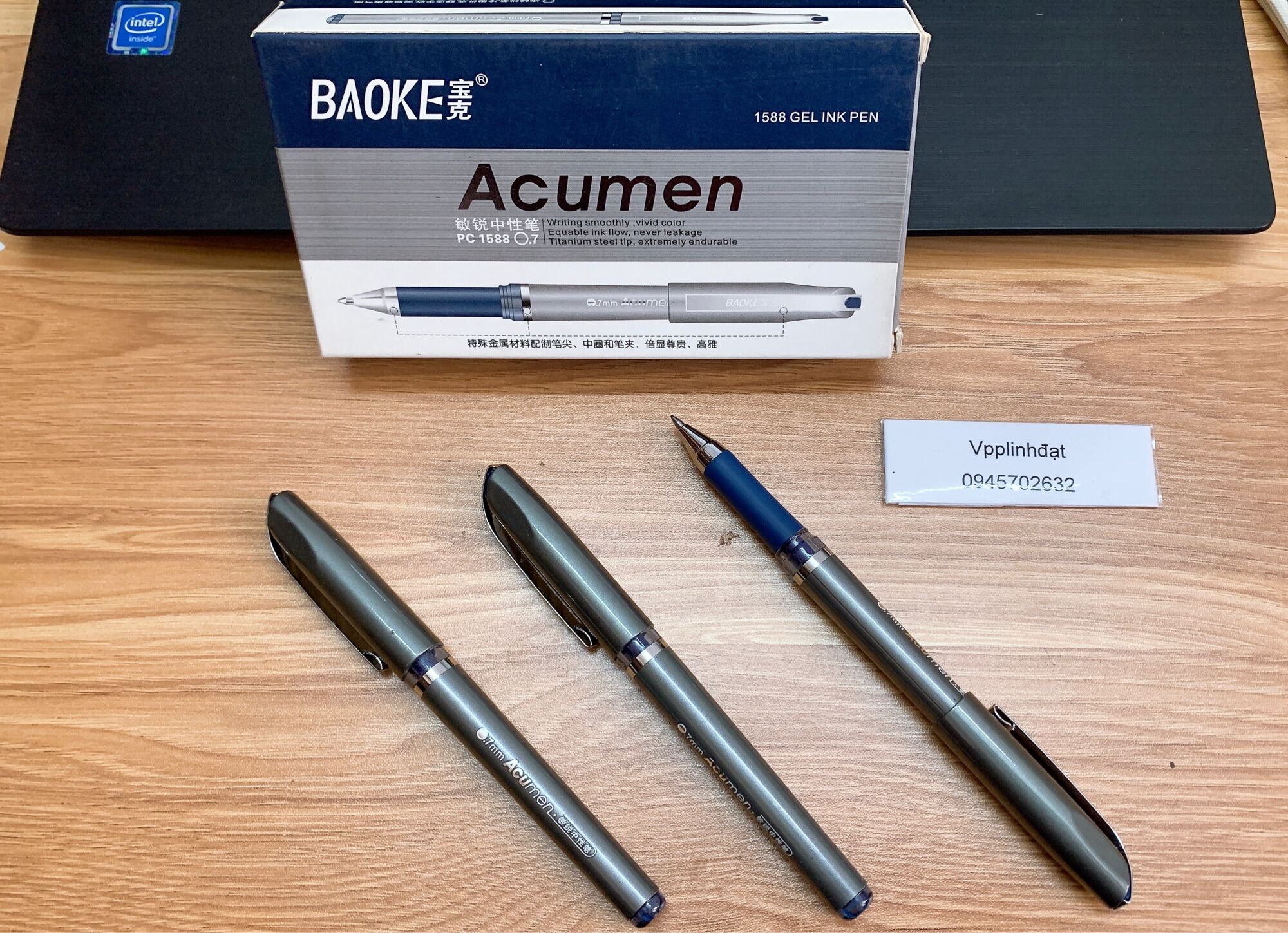 Bút kí bút bi nước Baoke Acumen 1588 nét 0.7mm mực xanh