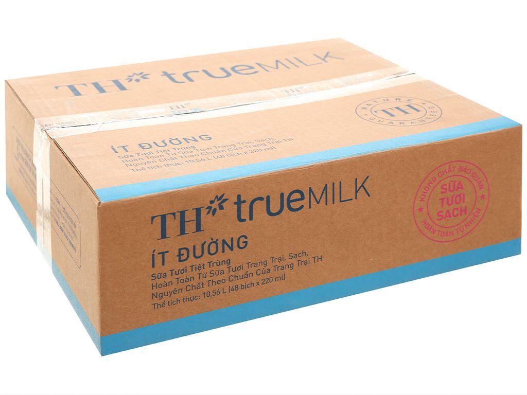 Sữa tiệt trùng TH True Milk 220ml ít đường