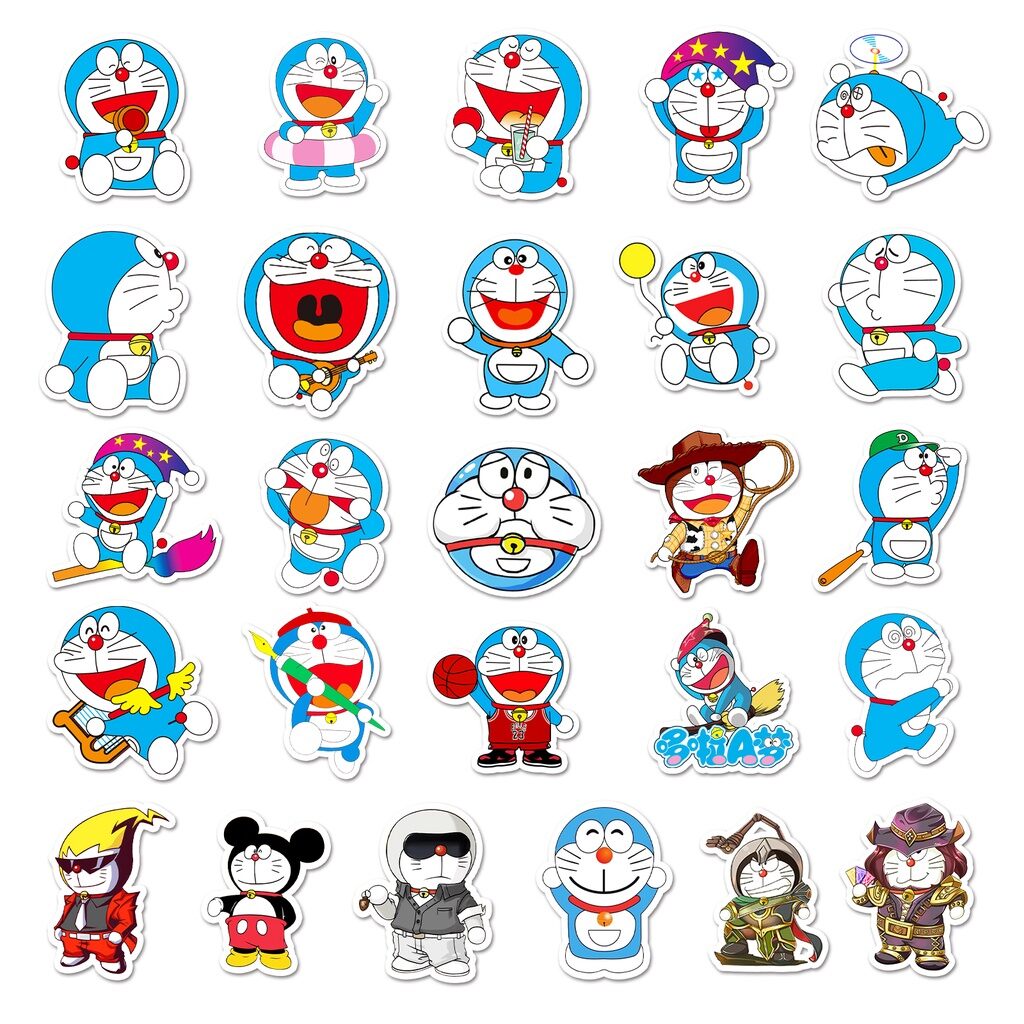 Set 50 sticker hình dán decal Doremon chống thấm nước