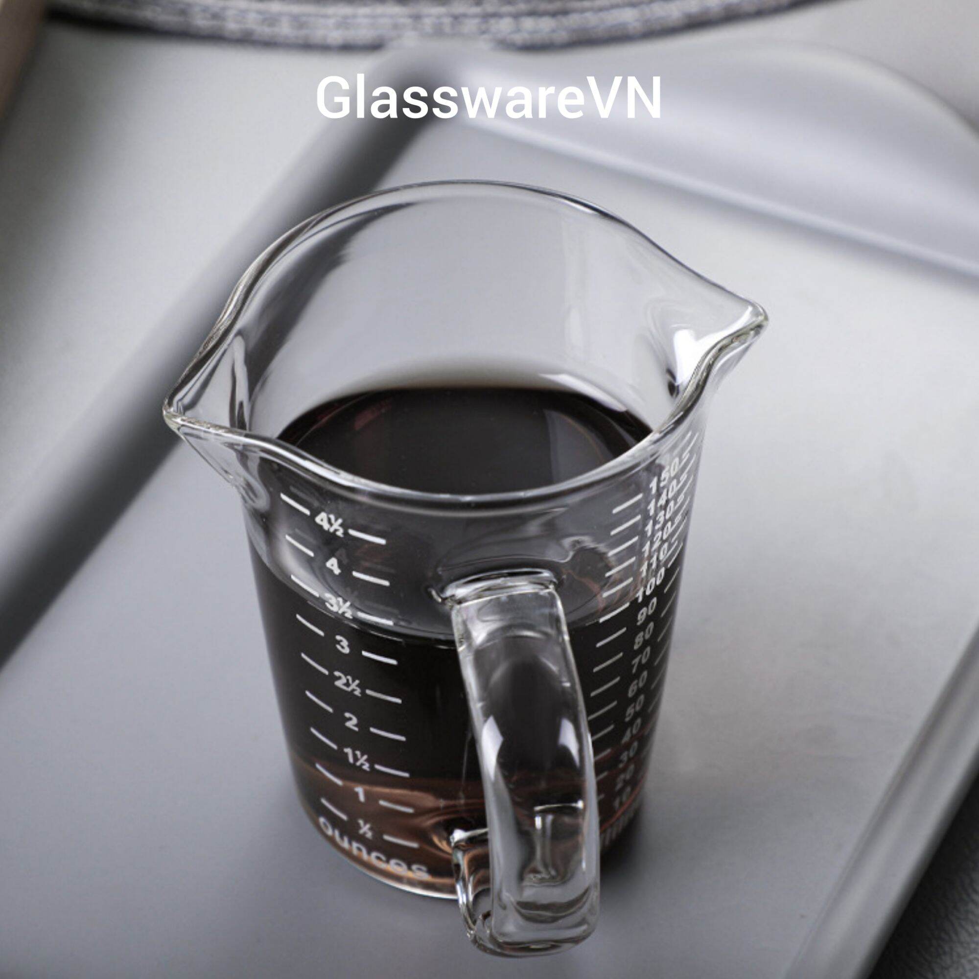 Cốc Đong Cà Phê 2 Miệng 150ml Thủy tinh Borosilicate Cốc Đong Pha Cafe Espresso Miệng Đôi