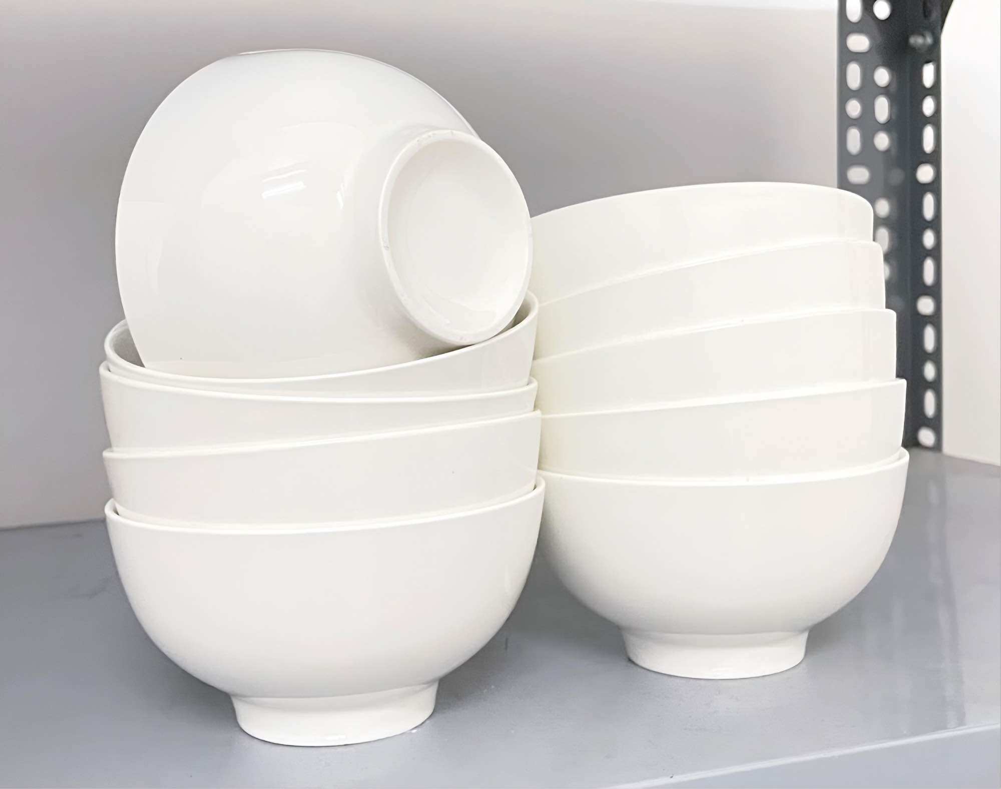 SET 10 chén ăn cơm bằng gốm sứ màu trắng. Chén ăn cơm giảm 50%.