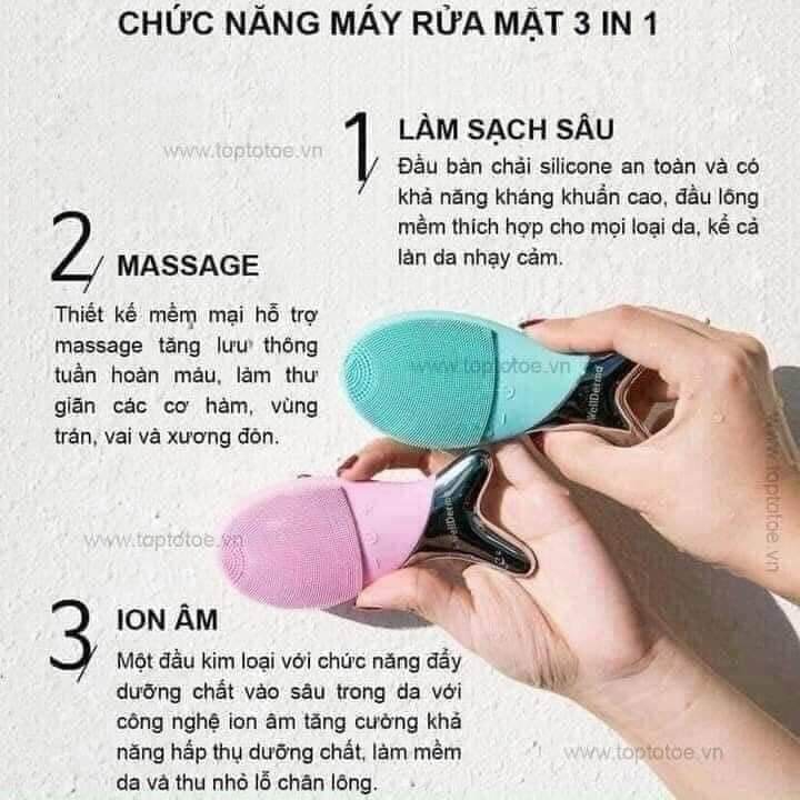 [ sale][Bảo hành 1 đổi 1 + cam kết chính hãng] Máy rửa mặt wellederma HÀN QUỐC chạy bằng điện rất tiện lợi FOREVER LOVE