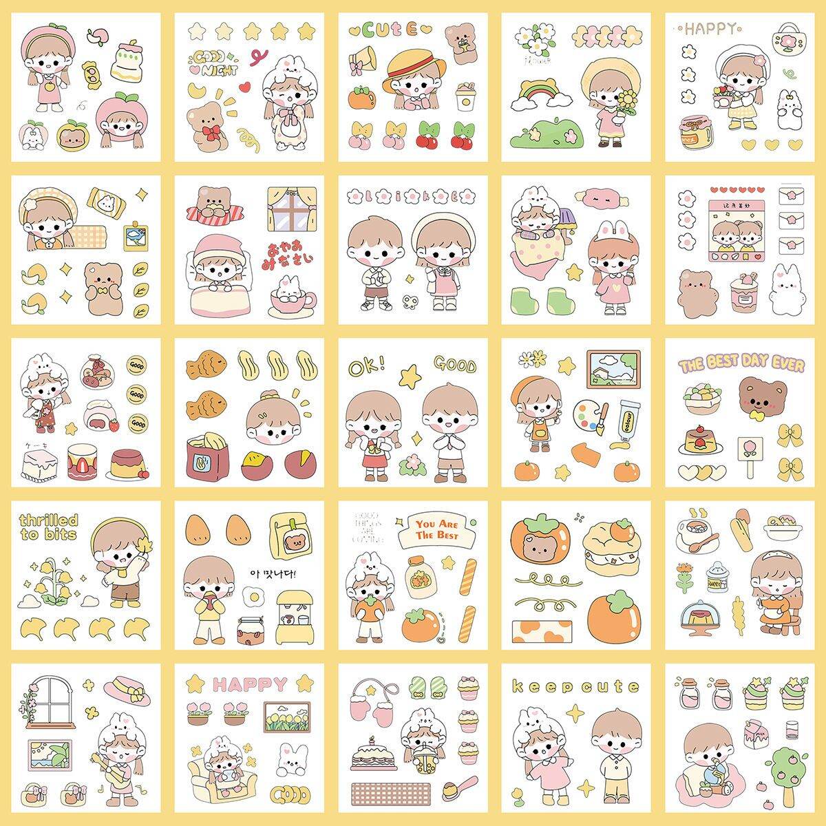 Set 25 tấm hình dán sticker pet chống nước 8x8cm