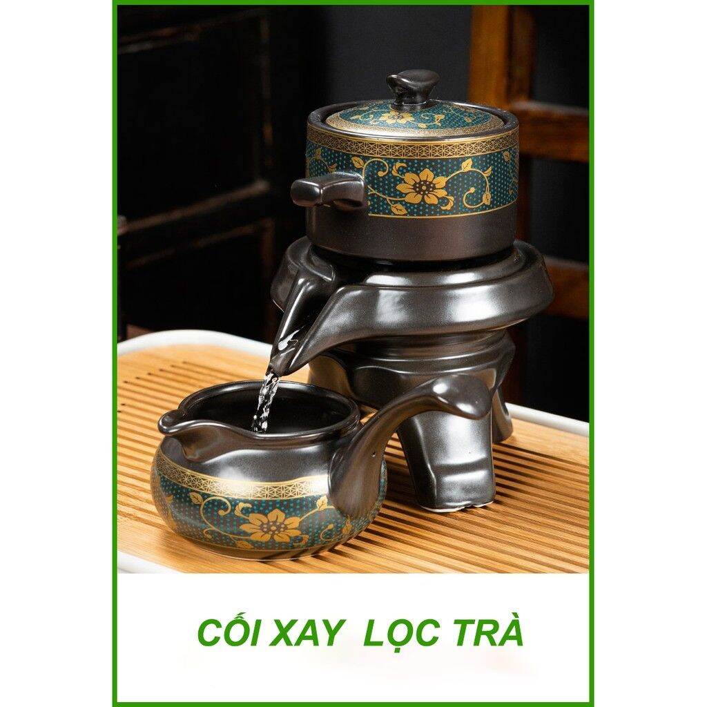[HÀNG CAO CẤP] Bộ Ấm Pha Trà Cối Xay Cao Cấp Lòng Chén Trắng (Bao gồm 1 ấm trà, 6 chén, 1 bộ cối xay pha trà)