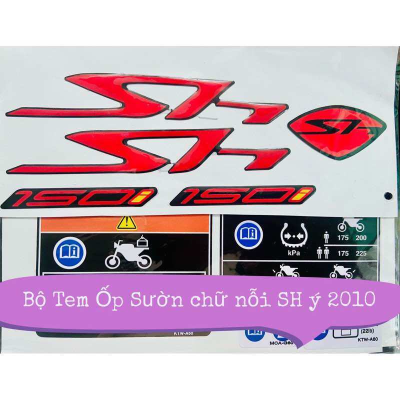 Bộ tem ốp sườn chữ nỗi honda sh ý 2009 2010 2011 2012