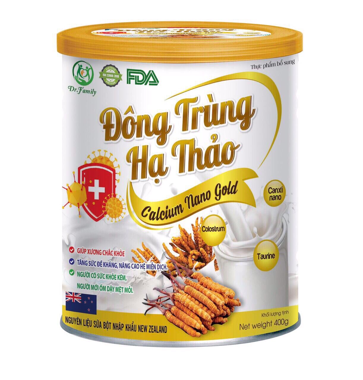 Sữa đông trùng hạ thảo calcium nano gold - lon 400g
